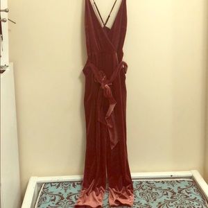 Burgundy Velvet Express Jumpsuit